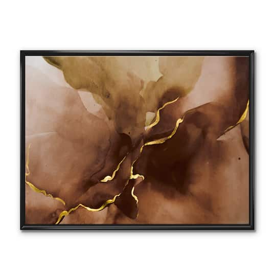 Designart - Hand Drawn Watercolor Brown Background With Gold